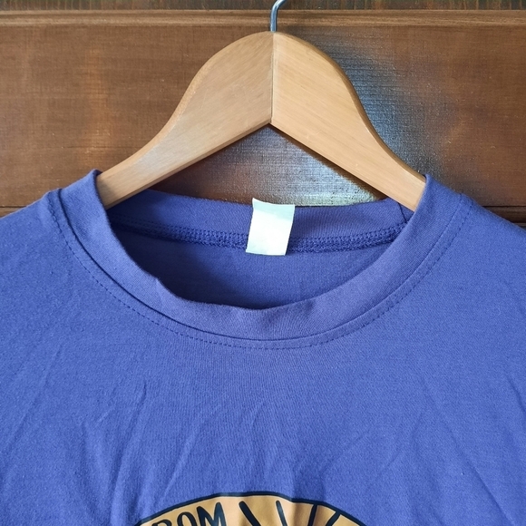 NWOT "I'm Hiding From Stupid People" novelty humor camping purple t-shirt - Picture 4 of 8